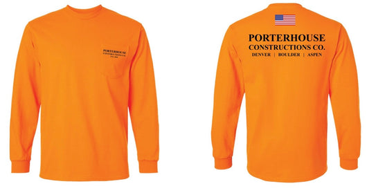 Porterhouse Co. Orange Pocket T Work Shirt – Long Sleeve 🇺🇸